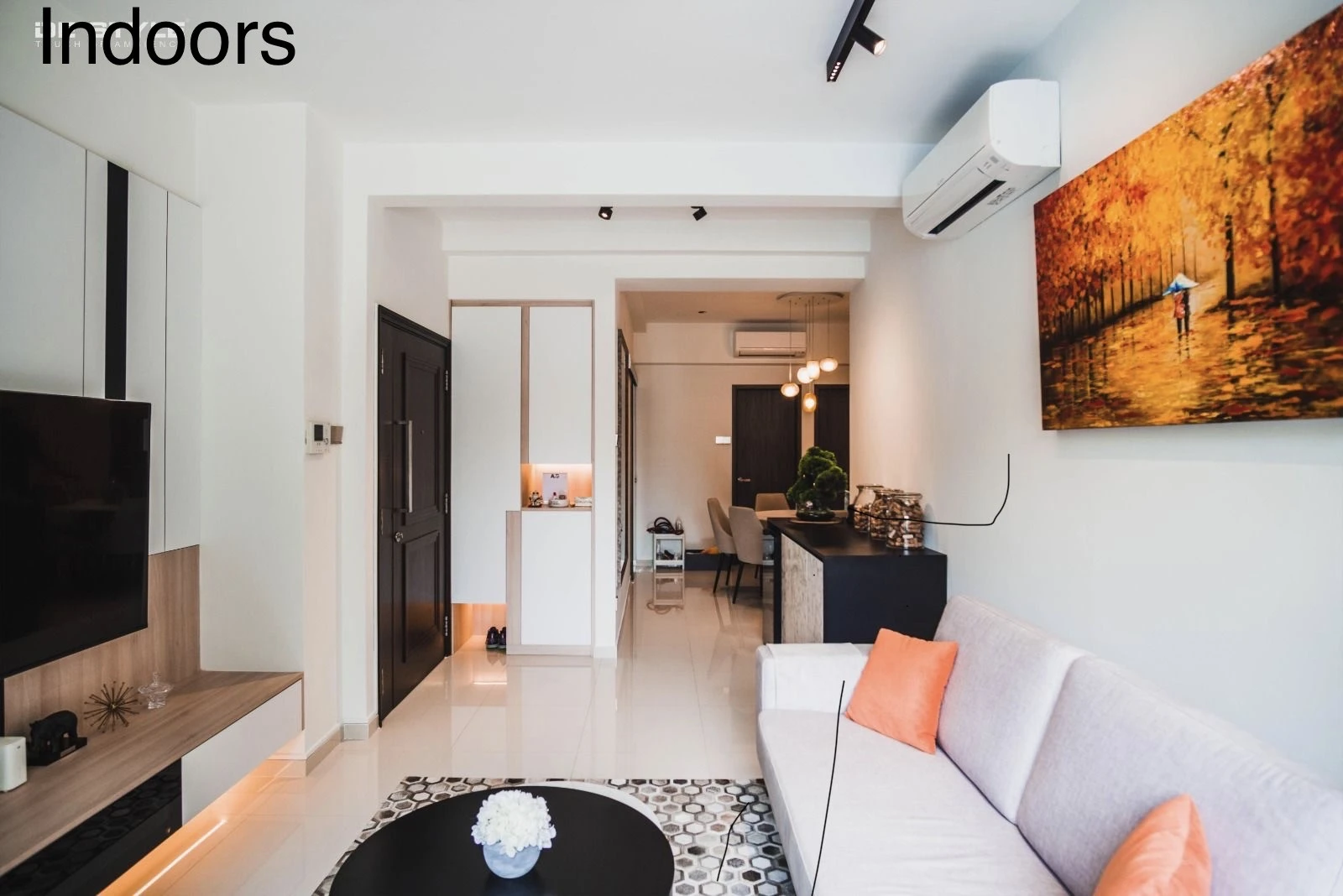 A view through Ivy’s indoor living and dining spaces